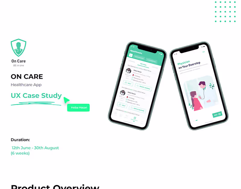 Cover image for UX Case Study for ON CARE Medical APP