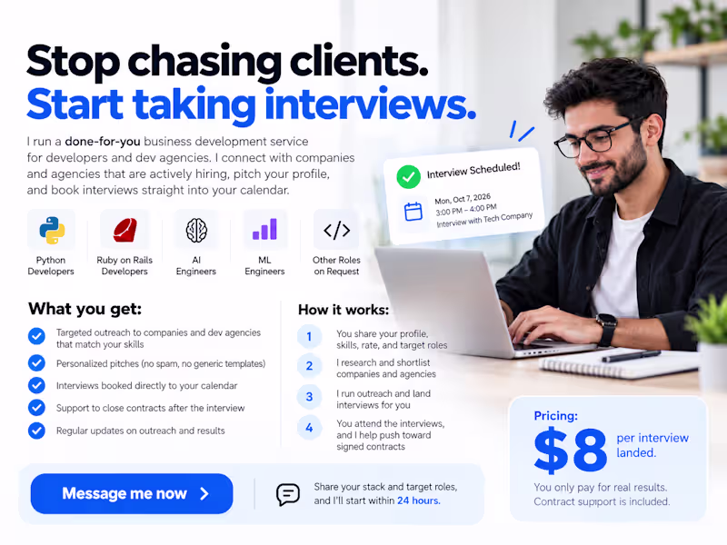 Cover image for Business Development: Interviews & Contracts for Dev Talent