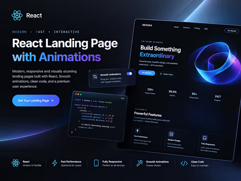 Cover image for React landing page with animations