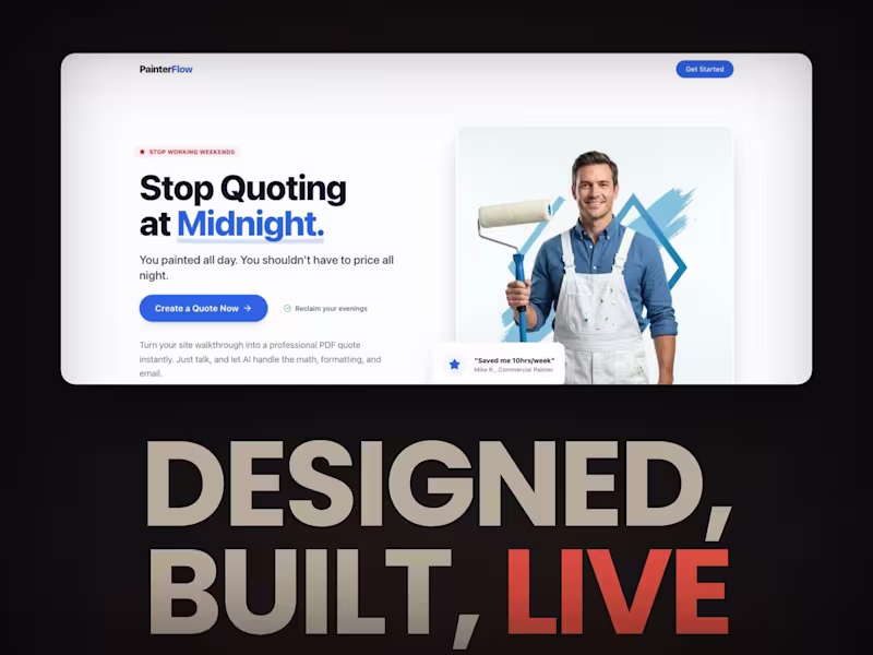 Cover image for PainterFlow · AI quoting app, designed and built