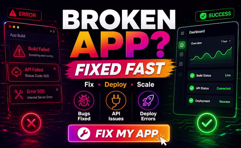 Cover image for fix your broken AI app,saas bugs, deployment issues