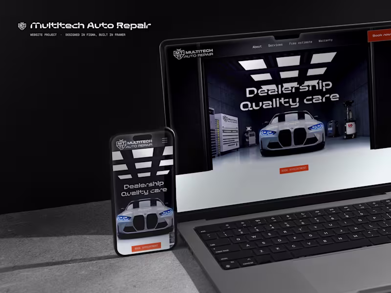 Cover image for Multitech Auto Repair: website in Figma & Framer