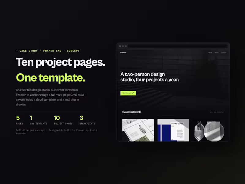 Cover image for Fathom — Framer studio site (concept)
