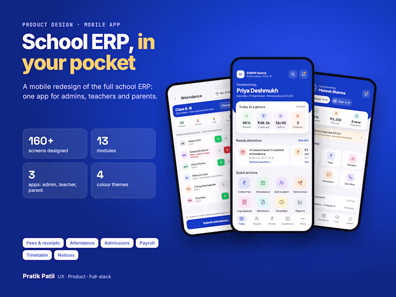 Cover image for School ERP Mobile App: Admin, Teacher & Parent