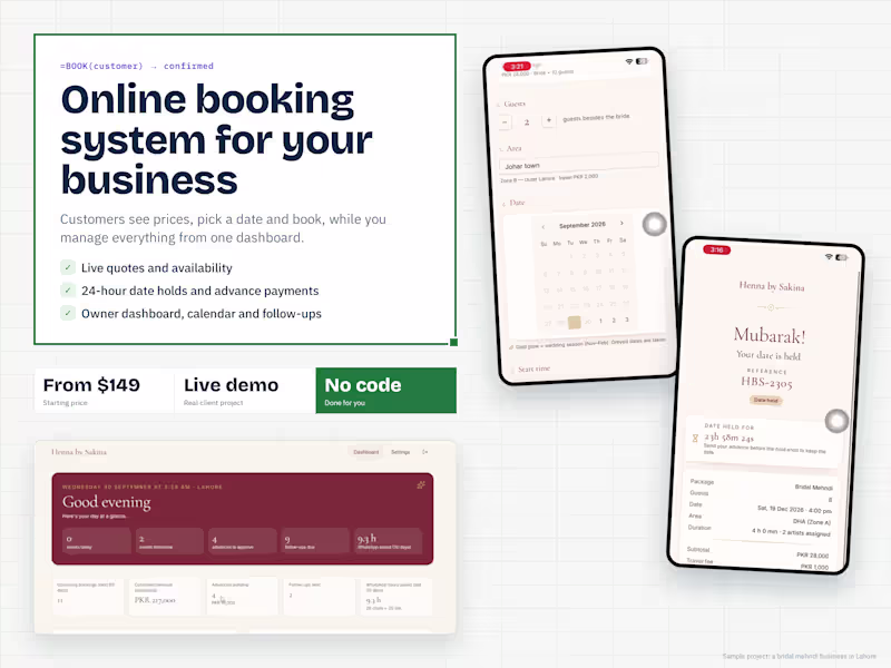 Cover image for Online Booking Website for Your Business