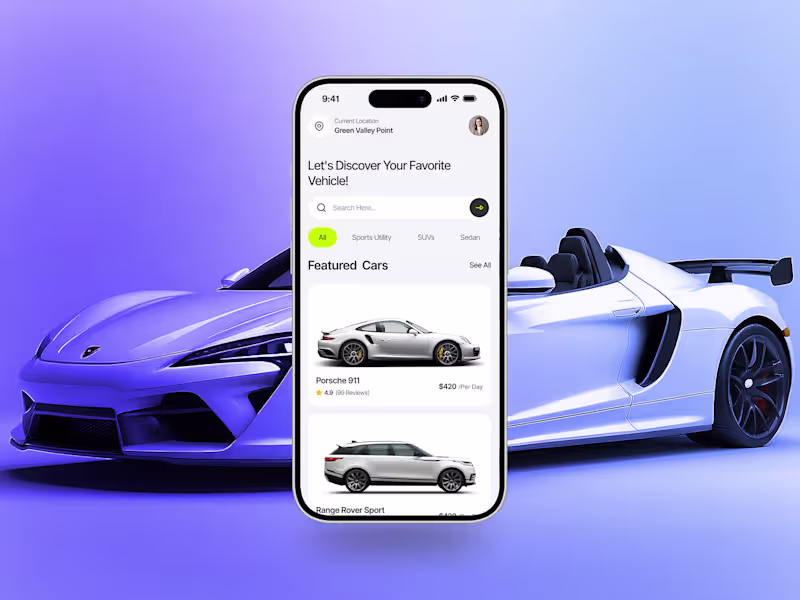 Cover image for Luxury Car Rental App UI | Clean & Modern Mobile