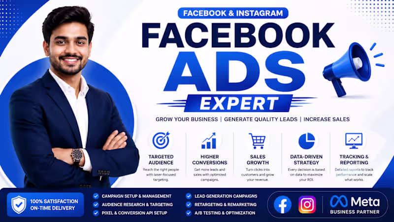 Cover image for I will set up, manage and optimize Facebook meta ad campaigns