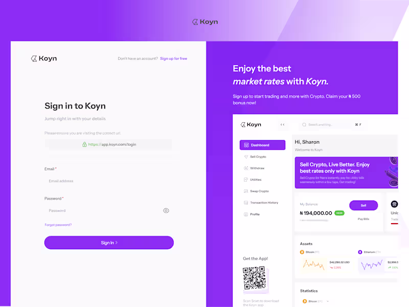 Cover image for Koyn – Crypto & Fiat Transaction Dashboard (Next.js)