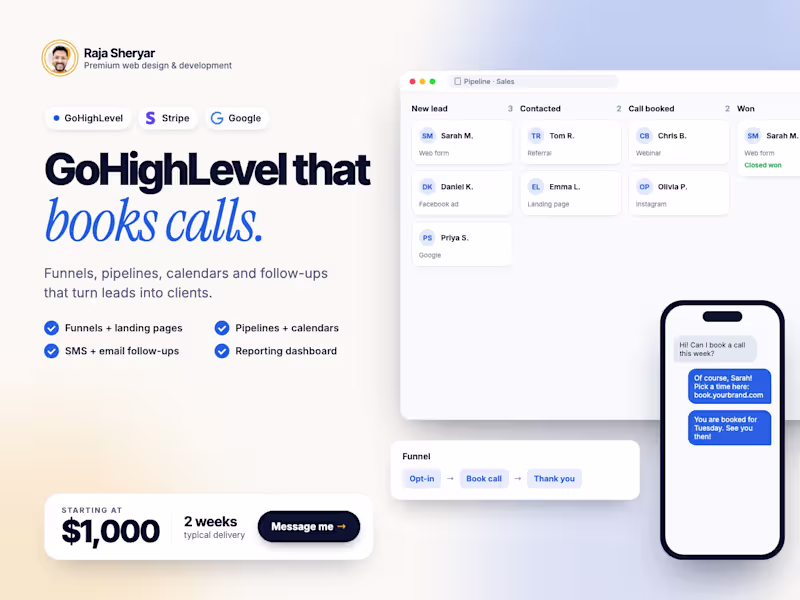 Cover image for GoHighLevel Funnels, CRM & Automations