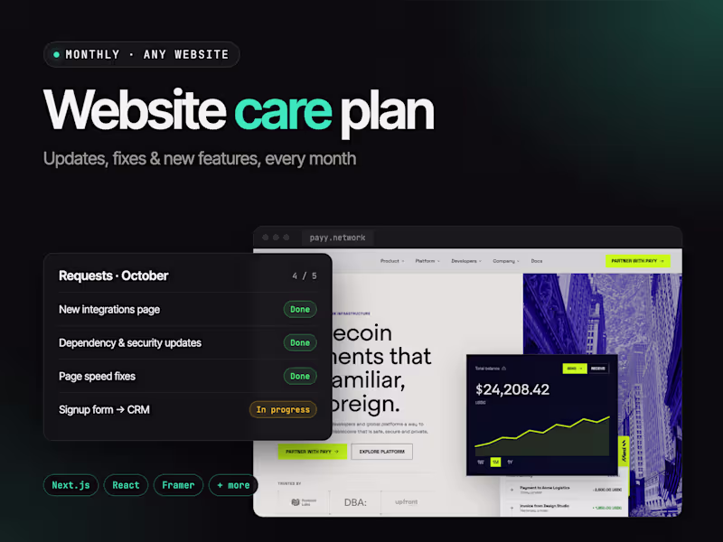 Cover image for Website Care Plan (Monthly)