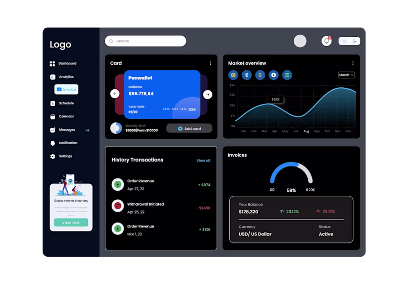 Cover image for UI/UX intuitive saas dashboard design in Figma