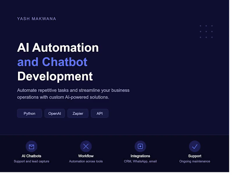 Cover image for AI Automation & Chatbot Development