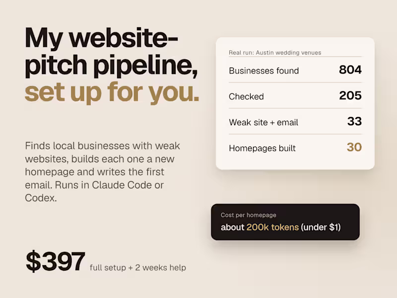 Cover image for My website-pitch pipeline, set up in your Claude Code
