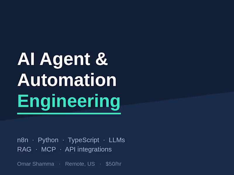 Cover image for AI Agent & Automation Engineering (n8n, Python, LLMs)