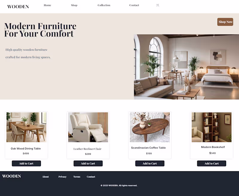 Cover image for Wooden — Furniture E-Commerce Landing