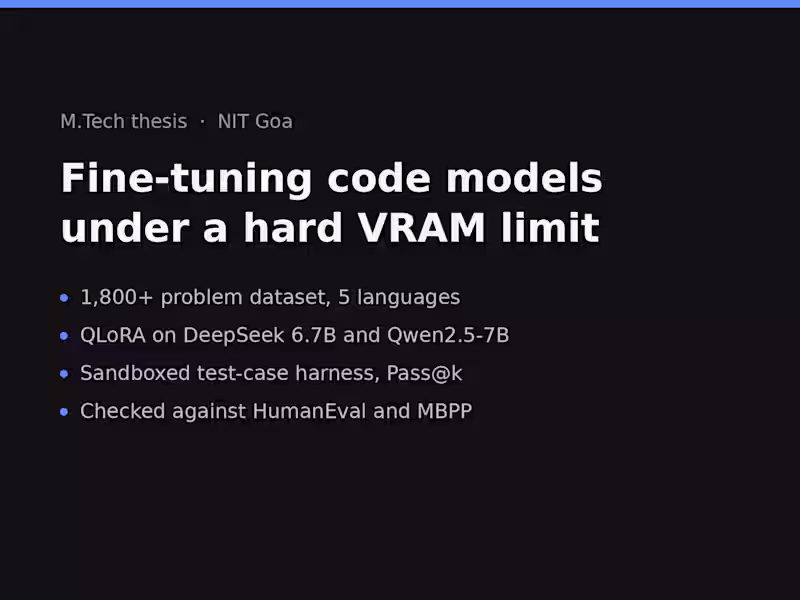 Cover image for Fine-tuning code models under a hard VRAM limit
