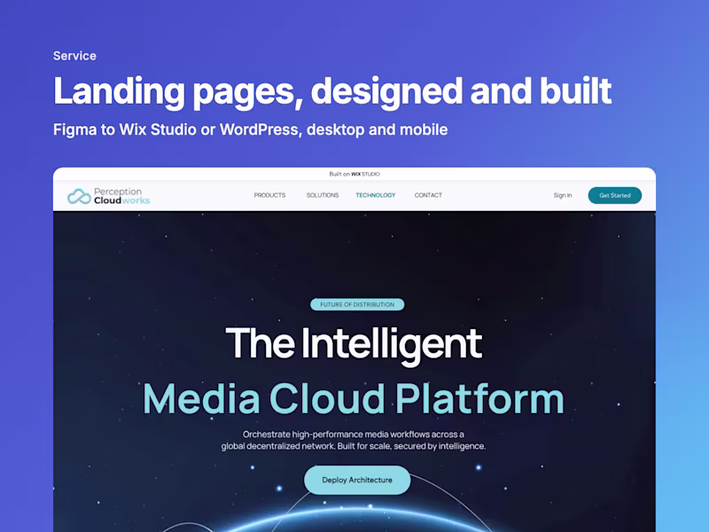 Cover image for Landing page design and build in Wix Studio or WordPress