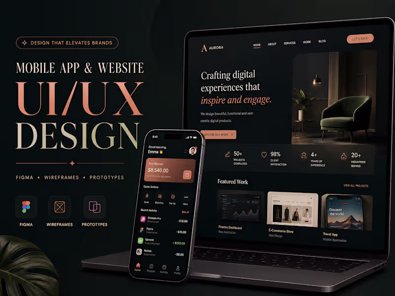 Cover image for Mobile App & Website UI/UX Design | Figma