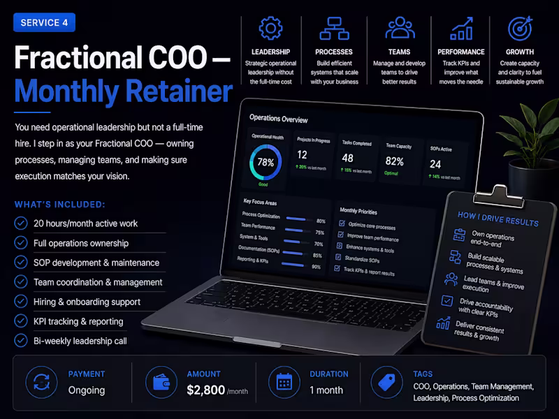Cover image for Fractional COO — Monthly Retainer