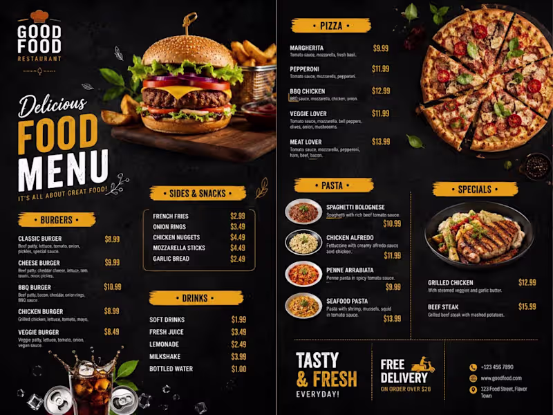 Cover image for Restaurant Menu Design & Food Visuals
