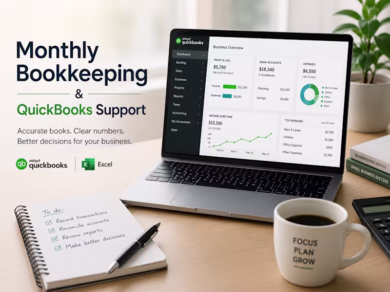 Cover image for Monthly Bookkeeping & QuickBooks Support