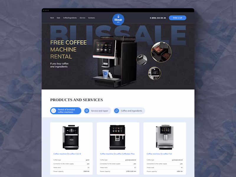 Cover image for Blissale - coffee machine rental