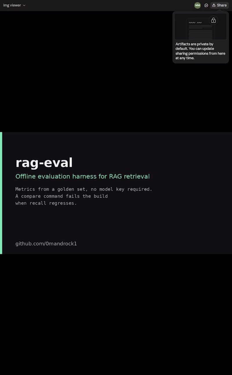 Cover image for rag-eval — offline evaluation harness