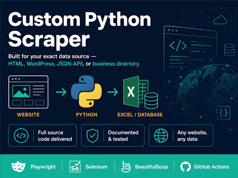 Cover image for Custom Python Scraper Built for Your Desired Website