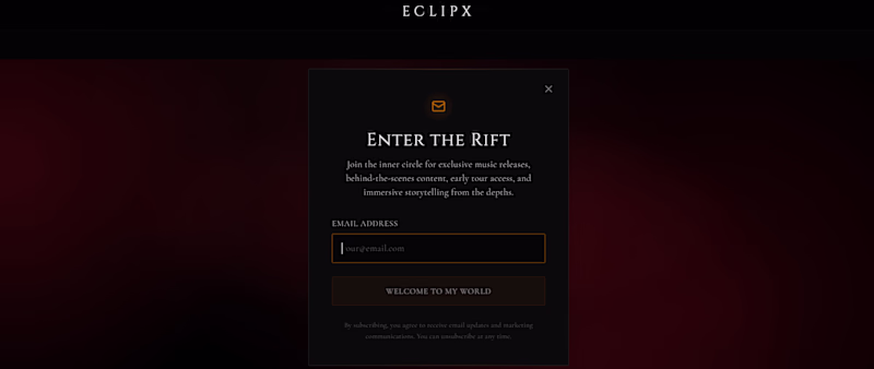 Cover image for Eclipx - Music Artist Web App for Email Collection/Fanbase E...