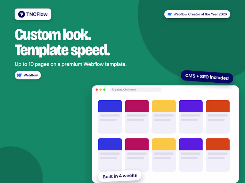 Cover image for Custom Webflow Website on a Premium Template (Up to 10 Pages)