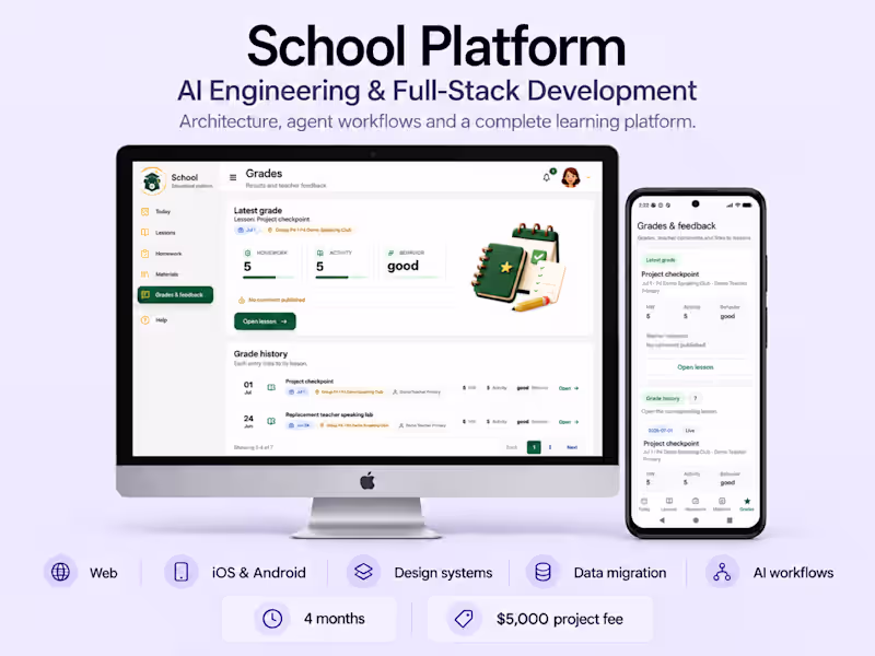 Cover image for School Platform - AI Engineering & Full-Stack Development