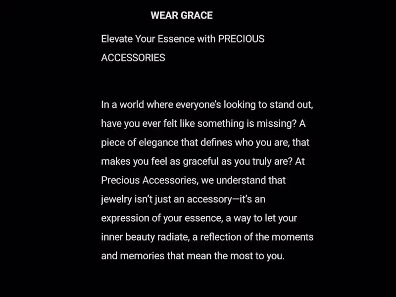 Cover image for A SALES COPY FOR PRECIOUS ACCESSORIES 