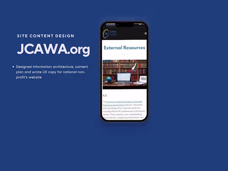 Cover image for Did all the UX design for a non-profit's website, from resea...