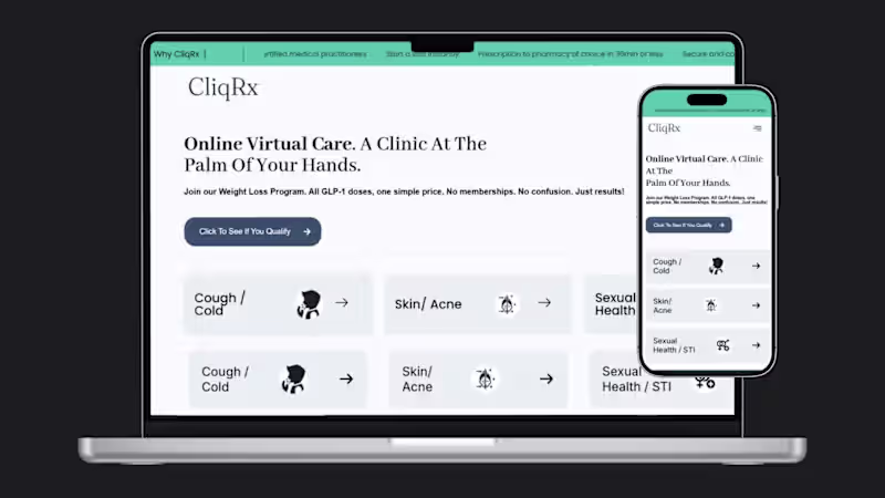 Cover image for CliqRx | HealthCare Website Design