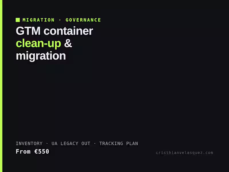 Cover image for GTM container clean-up & migration + tracking plan