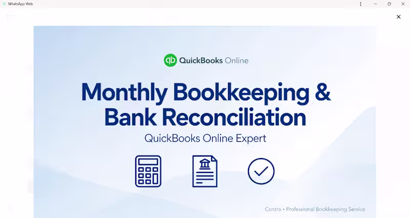 Cover image for Monthly Bookkeeping & Bank Reconciliation - QuickBooks Online