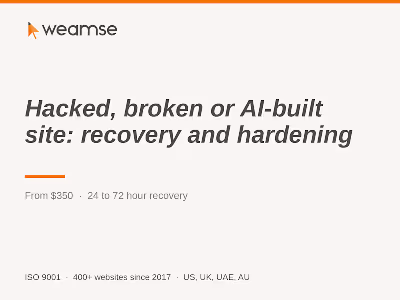 Cover image for Hacked, broken or AI-built site: recovery and hardening