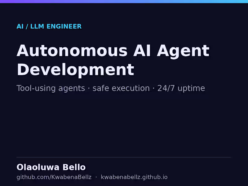 Cover image for Autonomous AI agent development (tool-using agents)