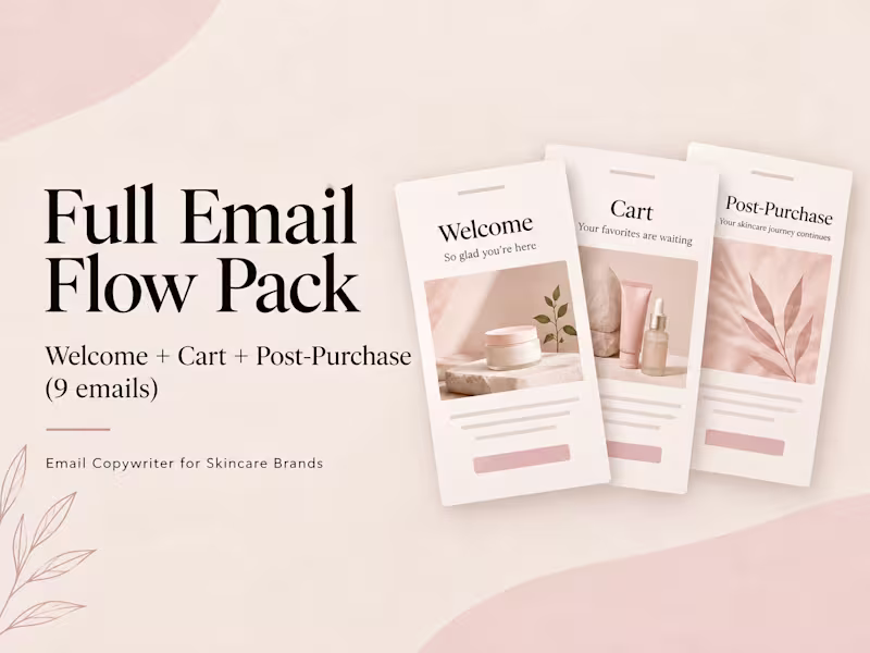Cover image for Full Email Flow Pack for Skincare Brands Welcome + Abandoned+PP
