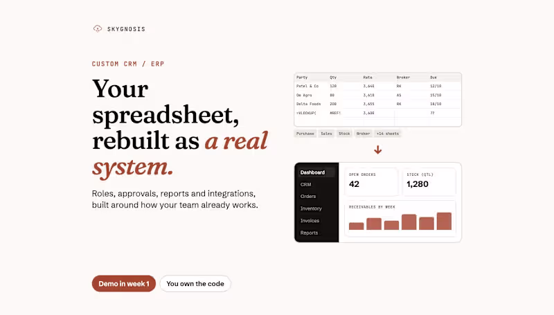 Cover image for Custom CRM / ERP That Replaces Your Spreadsheets