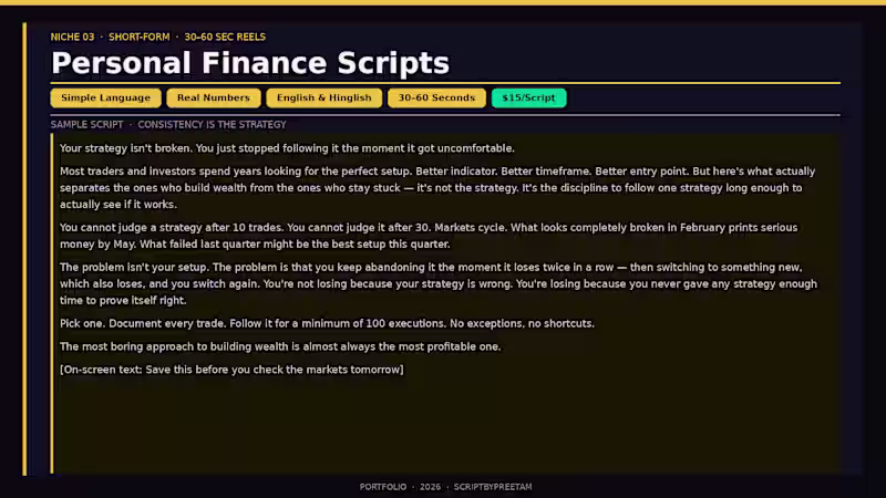 Cover image for Short-form Personal Finance Reel script