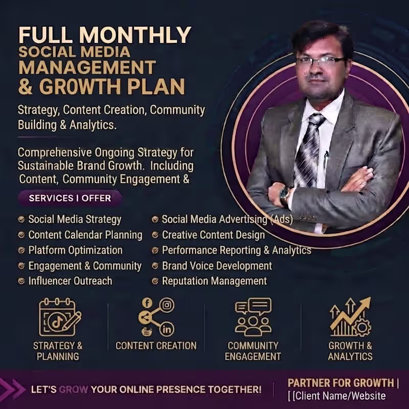 Cover image for Social Media Management | Content Creation, Strategy & Growth
