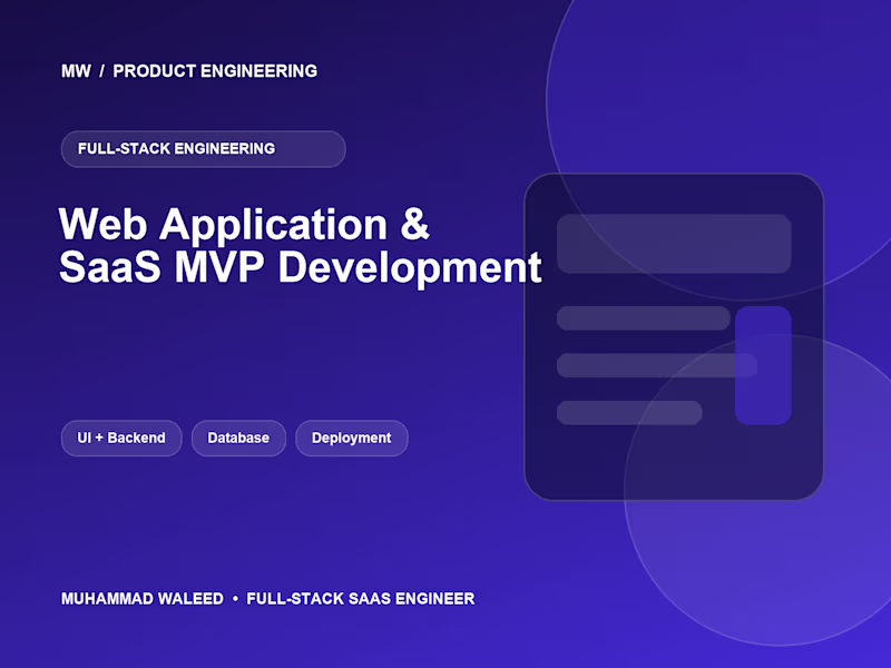 Cover image for Full-Stack Web Application & SaaS MVP Development