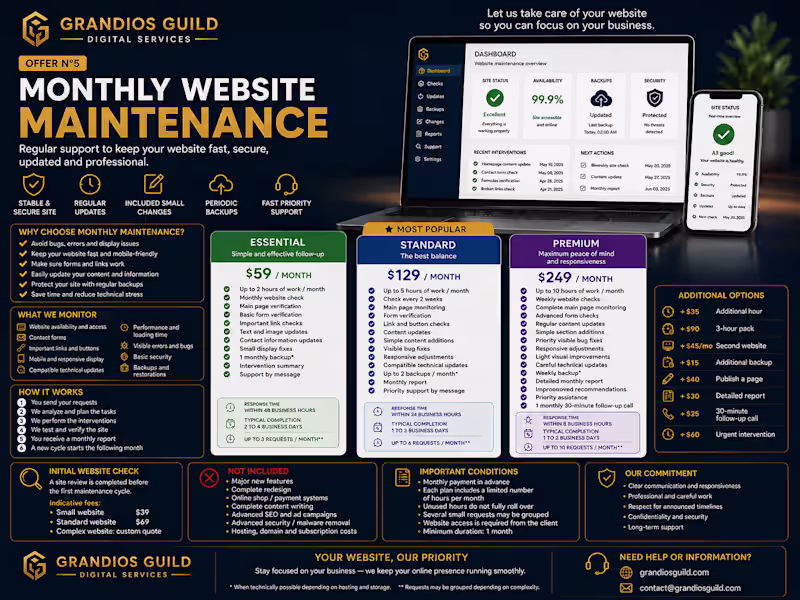 Cover image for Monthly Website Maintenance & Support