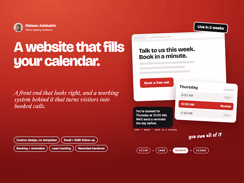 Cover image for Conversion Website + Booking System That Fills Your Calendar