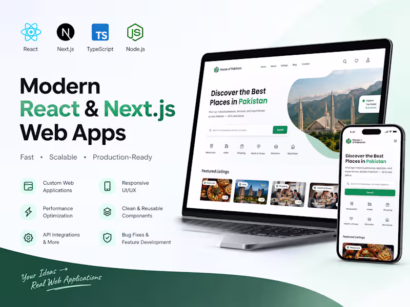 Cover image for React & Next.js Web App Development