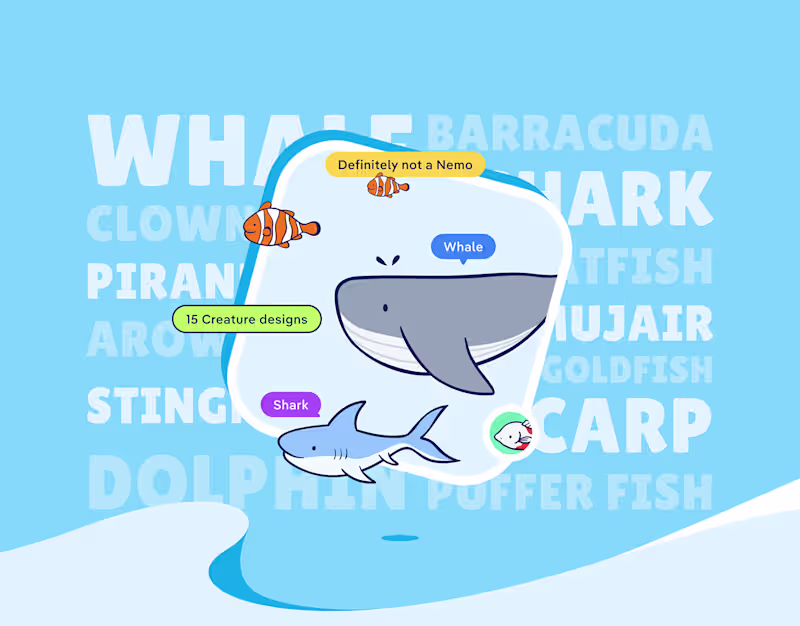 Cover image for Cute Fishes, Whale and Dolphin Illustrations