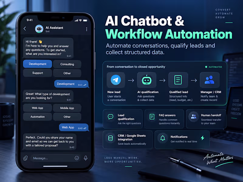 Cover image for AI Chatbot & Workflow Automation