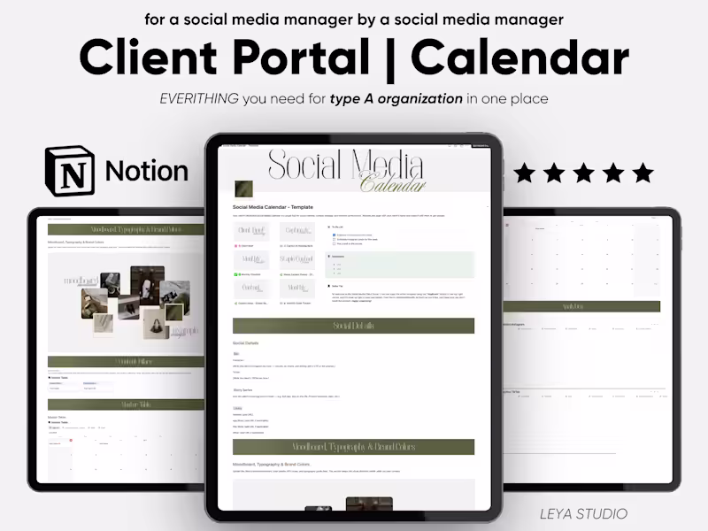 Cover image for Ultimate Notion Client Portal for Social Media Managers