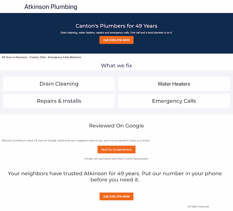 Cover image for Website Redesign Concept: Plumbing Company,